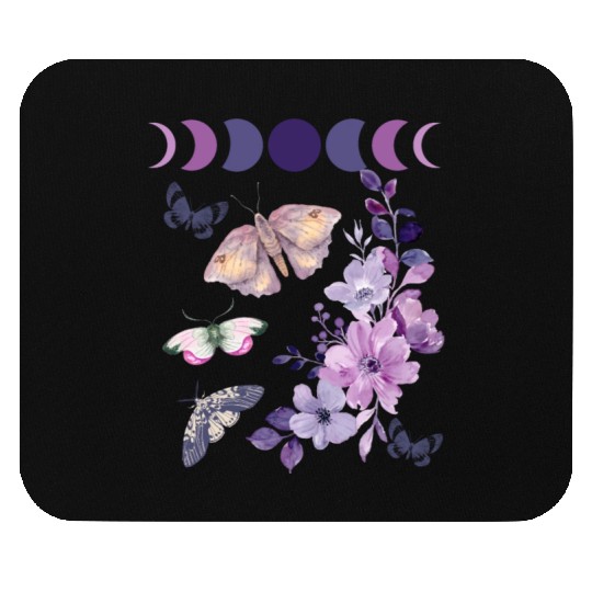 Violet Purple Moon Moth Flower Mouse Pads