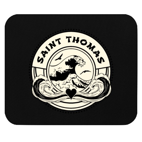 St Thomas Caribbean Sea Japanese Style Waves Mouse Pads