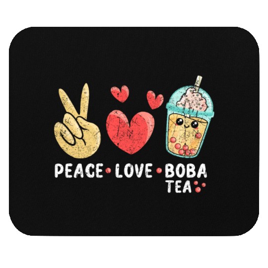 Peace Love Boba Tea Mouse Pads