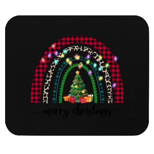 Merry Christmas Lights Rainbow Mouse Pads