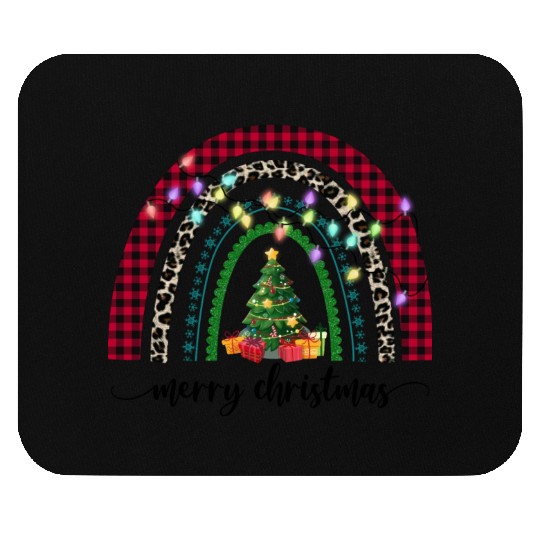 Merry Christmas Lights Rainbow Mouse Pads