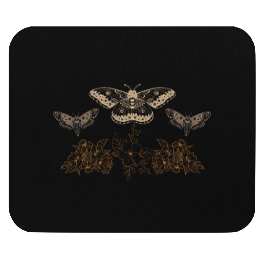 Fairy Mouse Pads, Fairycore Luna Moths Floral Grunge