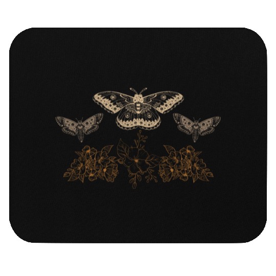 Fairy Mouse Pads, Fairycore Luna Moths Floral Grunge