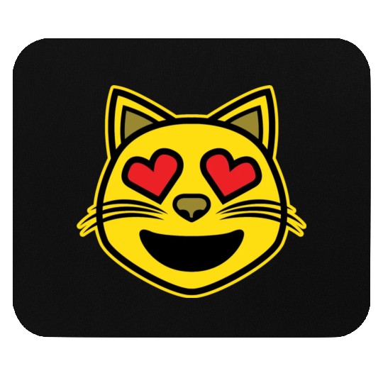 Heart Eyes Smiling Cat Face Funny Feline Lover Mouse Pads