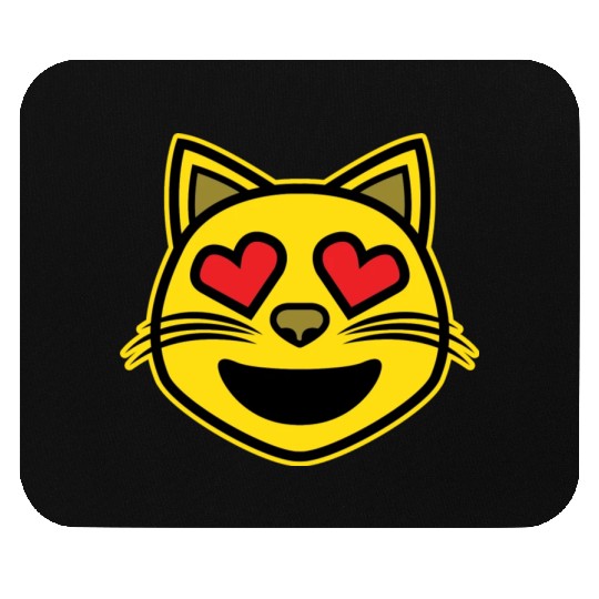 Heart Eyes Smiling Cat Face Funny Feline Lover Mouse Pads