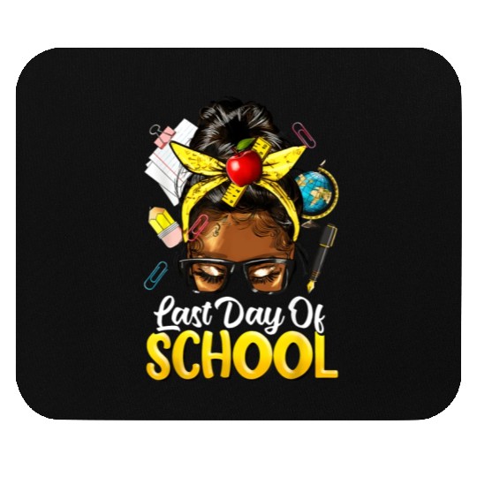 Teacher Black Afro African American Women Last Day Mouse Pads