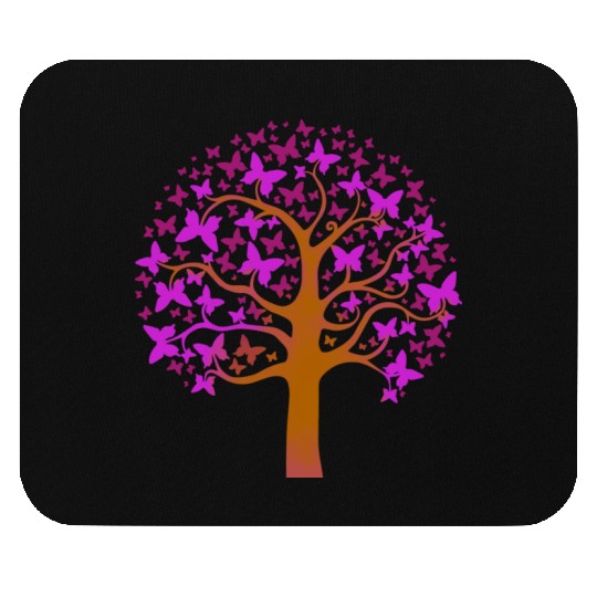 Purple Butterfly Nature Tree Mouse Pads