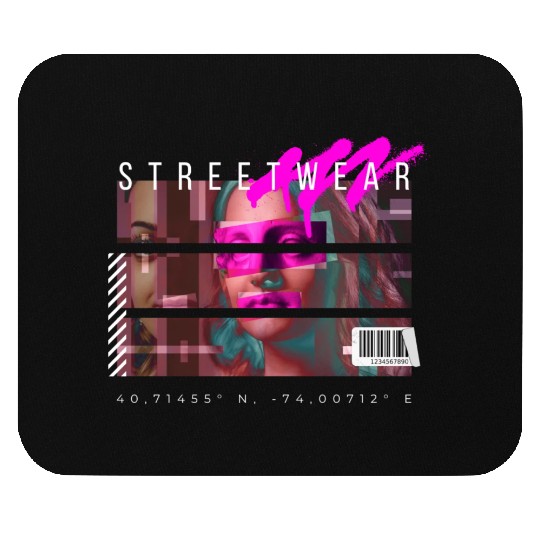 Cyan and black Futuristic Streetwear Mouse Pads 1