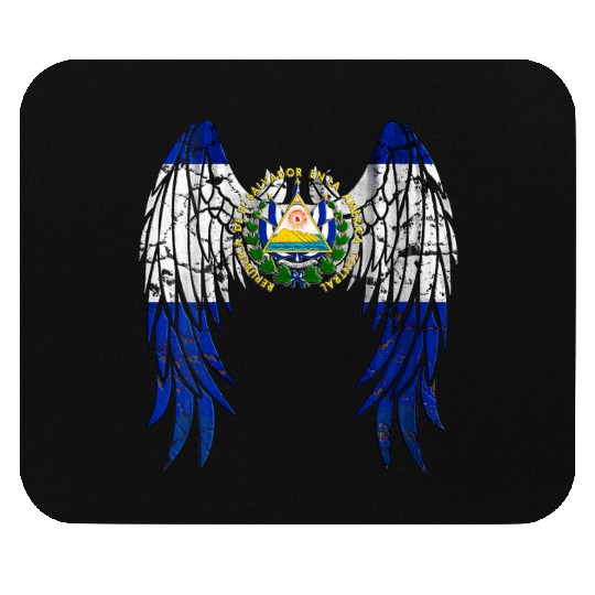El Salvadorian Flag Angel Wings Jesus Christian El Mouse Pads