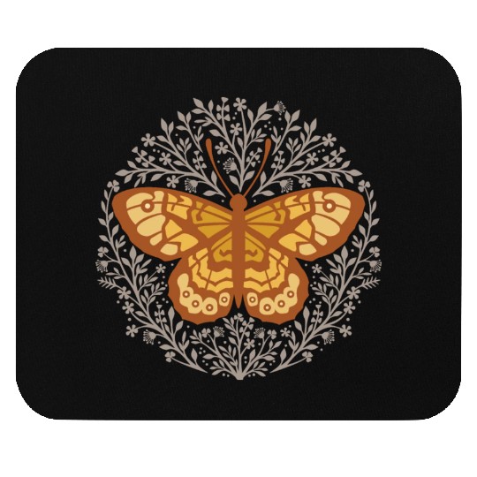 Butterfly insect with flowers. Mouse Pads