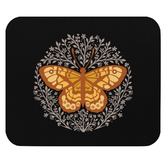 Butterfly insect with flowers. Mouse Pads
