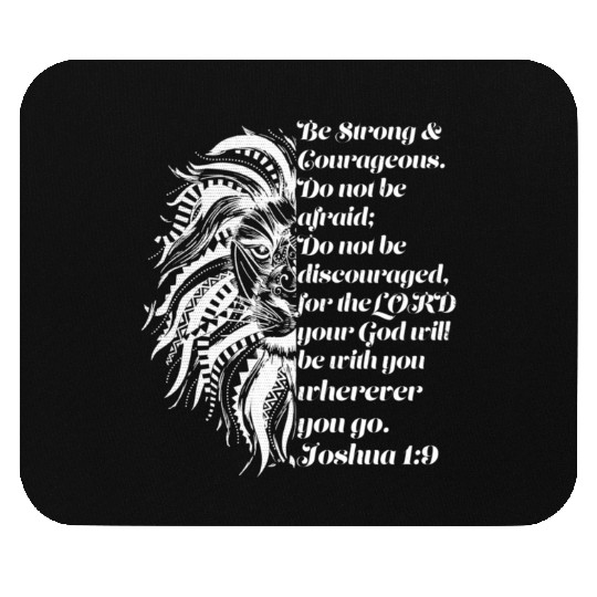 Christian Lion Joshua 19 Be Strong, Courageous Bib Mouse Pads