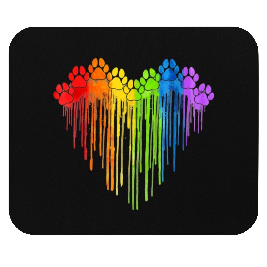 Dog Paws Rainbow Heart Dog Lover Gay Pride LGBT Mouse Pads