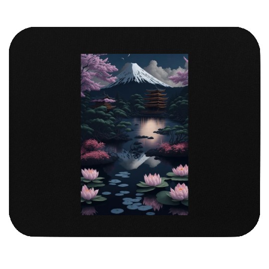 Asia Landscape by night Serene Mount Fuji Mouse Pads