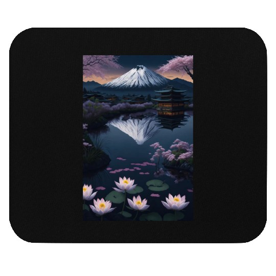 Asia Landscape by night Serene Mount Fuji Mouse Pads