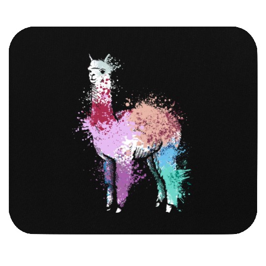 Colorful Splash Art Farm animals alpaca Llama Mouse Pads