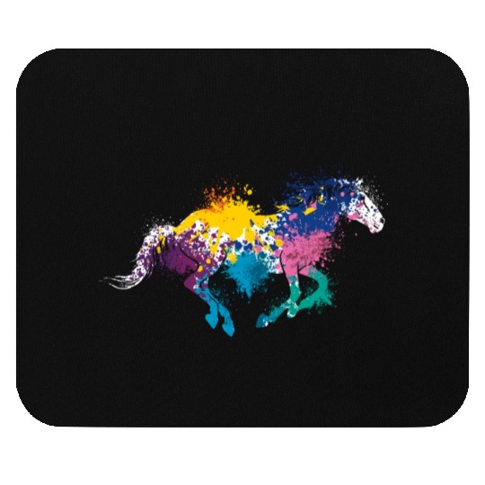Colorful Splash Art Farm animals Horse Mouse Pads