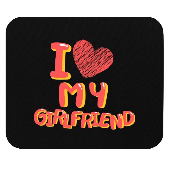 I Love My Girlfriend Heart Balloons White Mouse Pads
