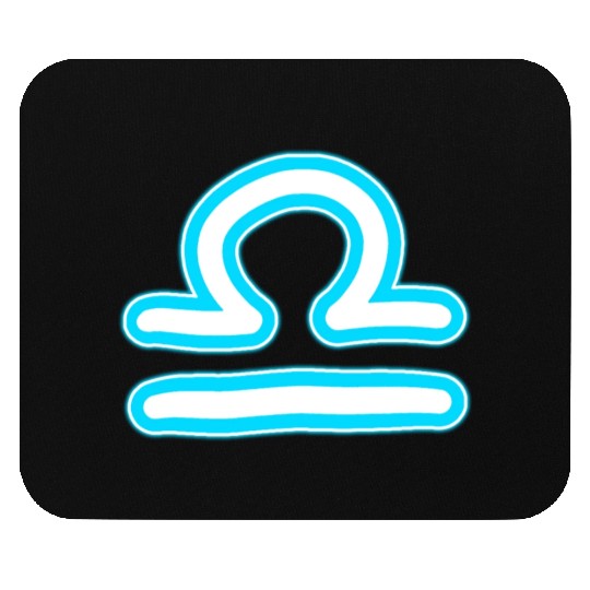 Libra Zodiac Sign Neon Blue Mouse Pads