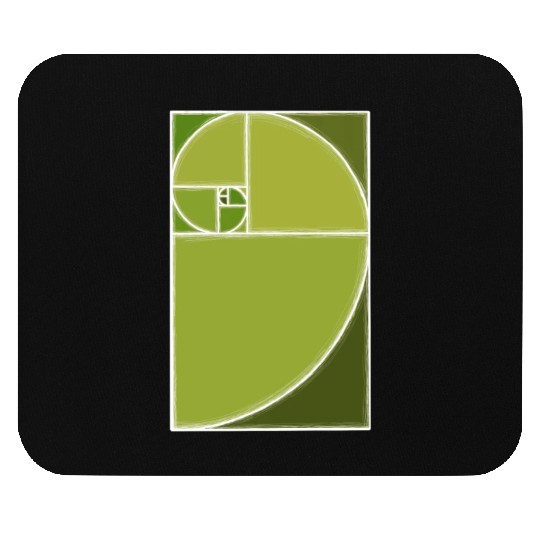 Olive Green Fibonacci Spiral Mouse Pads