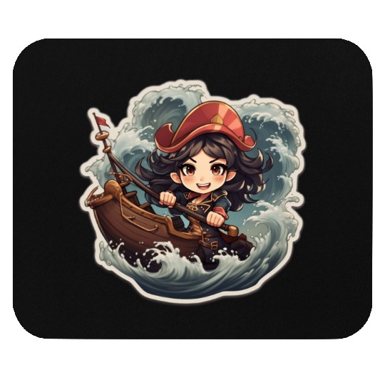 Pirate Captains Cute Cartoon Steering Mouse Pads