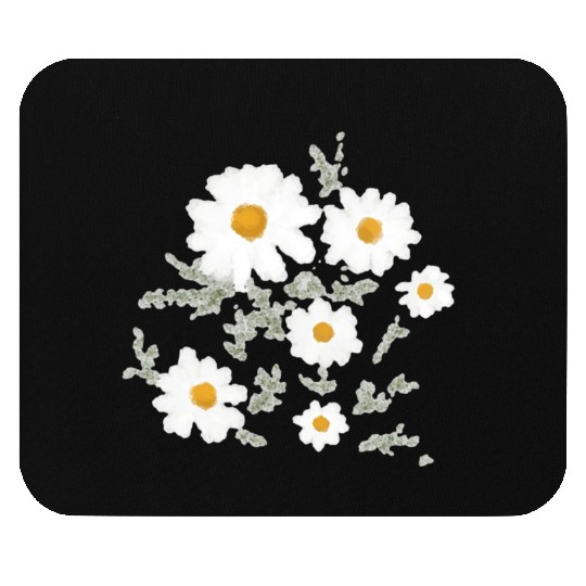 White Daisy Flower Mouse Pads