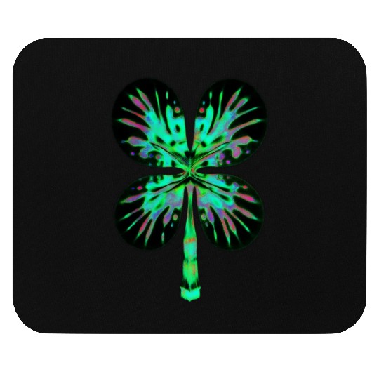 Psychedelic Shamrock Four Leaf Clover Mouse Pads