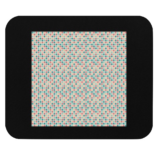 Retro Checkered Pattern Yellow Teal Coral Mouse Pads
