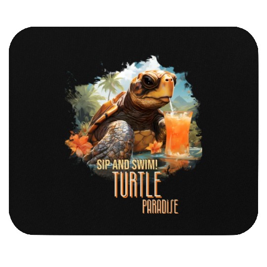 Turtle Paradise: Sip and Swim! Mouse Pads