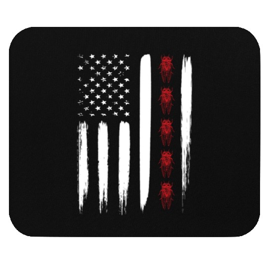 Cicada Line In Distressed Us Flag For Cicada Mouse Pads