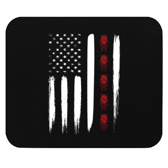 Cicada Line In Distressed Us Flag For Cicada Mouse Pads