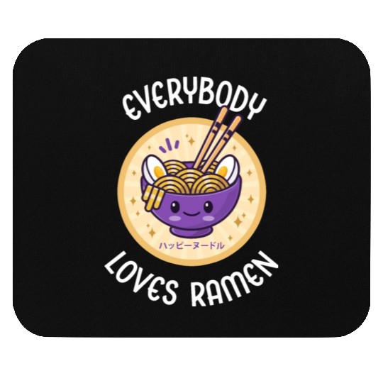 Kawaii Noodles Bowl Everybody Loves Ramen Purple Mouse Pads