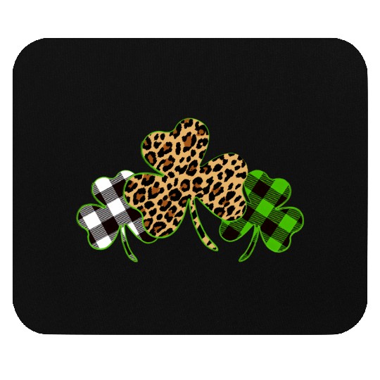 St Patricks Day Leopard Print Plaid Shamrock Mouse Pads
