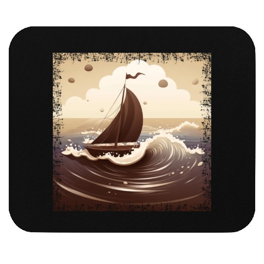 Chocolate Brown Dinghy on Rough Seas Mouse Pads