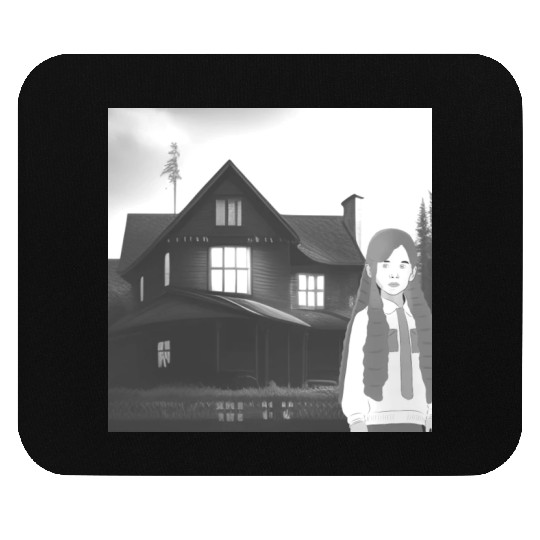 Is a haunted house??? (Black and white version) Mouse Pads