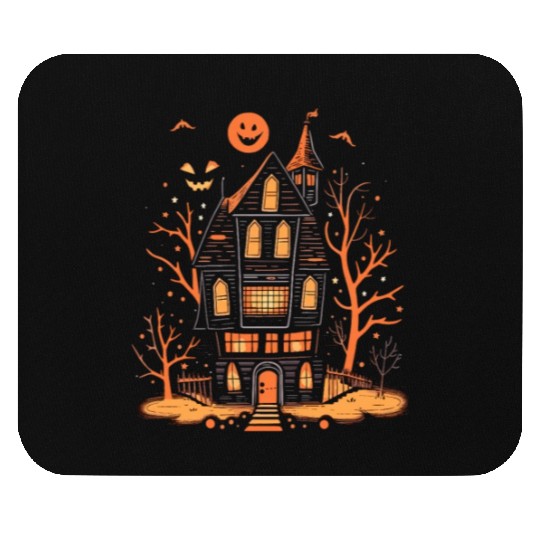 Haunted House Halloween Mouse Pads, Spooky Mansion