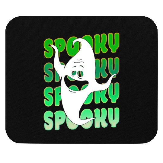 Spooky Halloween Ghost Green Mouse Pads