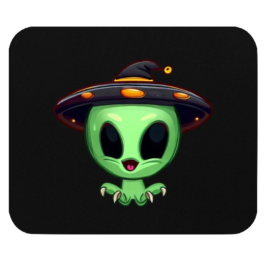 Halloween Alien: The Witch Hat Wearer Mouse Pads