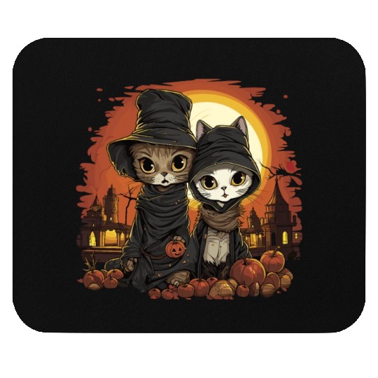 Cute Kittens Trick or Treating - Happy Halloween! Mouse Pads