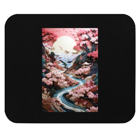 Mosaic Zen Garden River - Cherry Blossom Mouse Pads