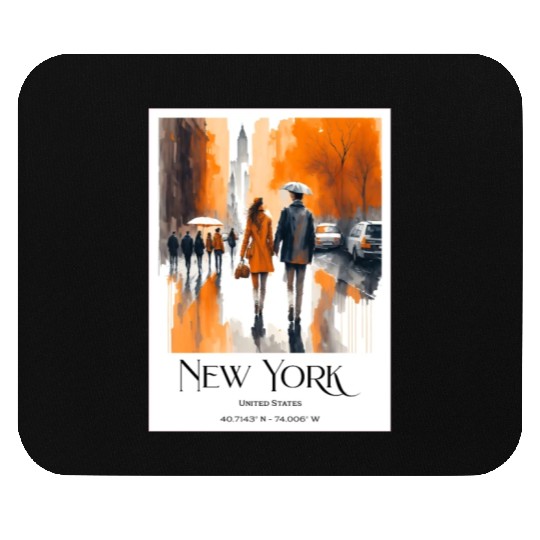 Watercolor painting loving couple in New York City Mouse Pads