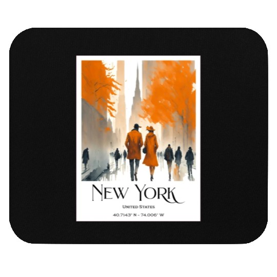 Watercolor painting loving couple in New York City Mouse Pads