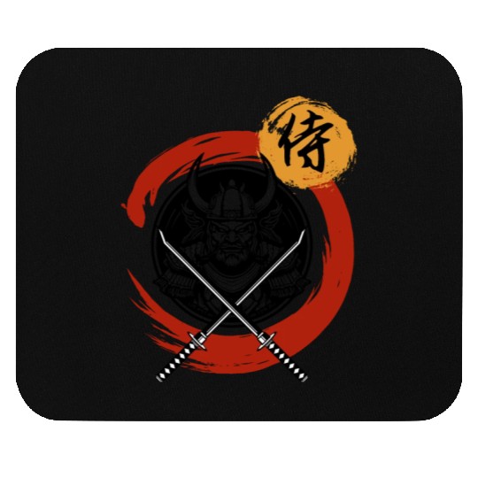 Samurai Warrior with Swords Mouse Pads