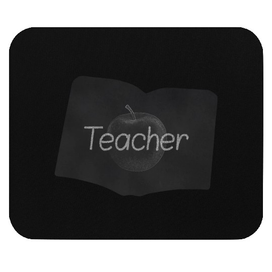 Teacher with Apple on Chalkboard Mouse Pads