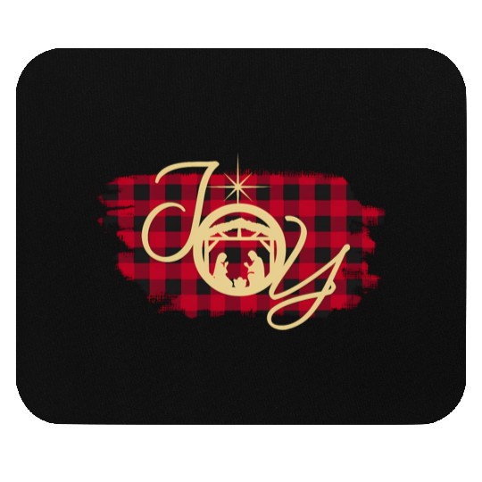 Joy In A Ger Nativity Jesus Birth Buffalo Plaid Mouse Pads