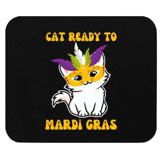 Cat Ready To Mardi Gras Mouse Pads