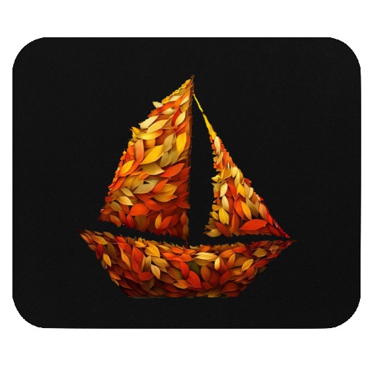 Autumn Sailing amidst Colorful Leaves Mouse Pads