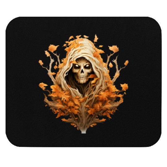Halloween Autumn with Skull Tree and Grim Reaper Mouse Pads