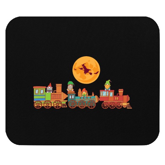 Spooky Halloween Ghost Train Gnomes Boo Trick Or Mouse Pads