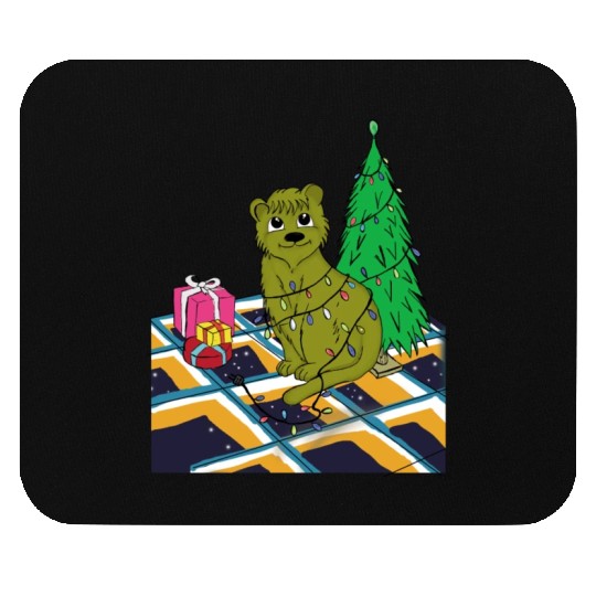 Cat Christmas Light Mouse Pads Funny Cat Lover